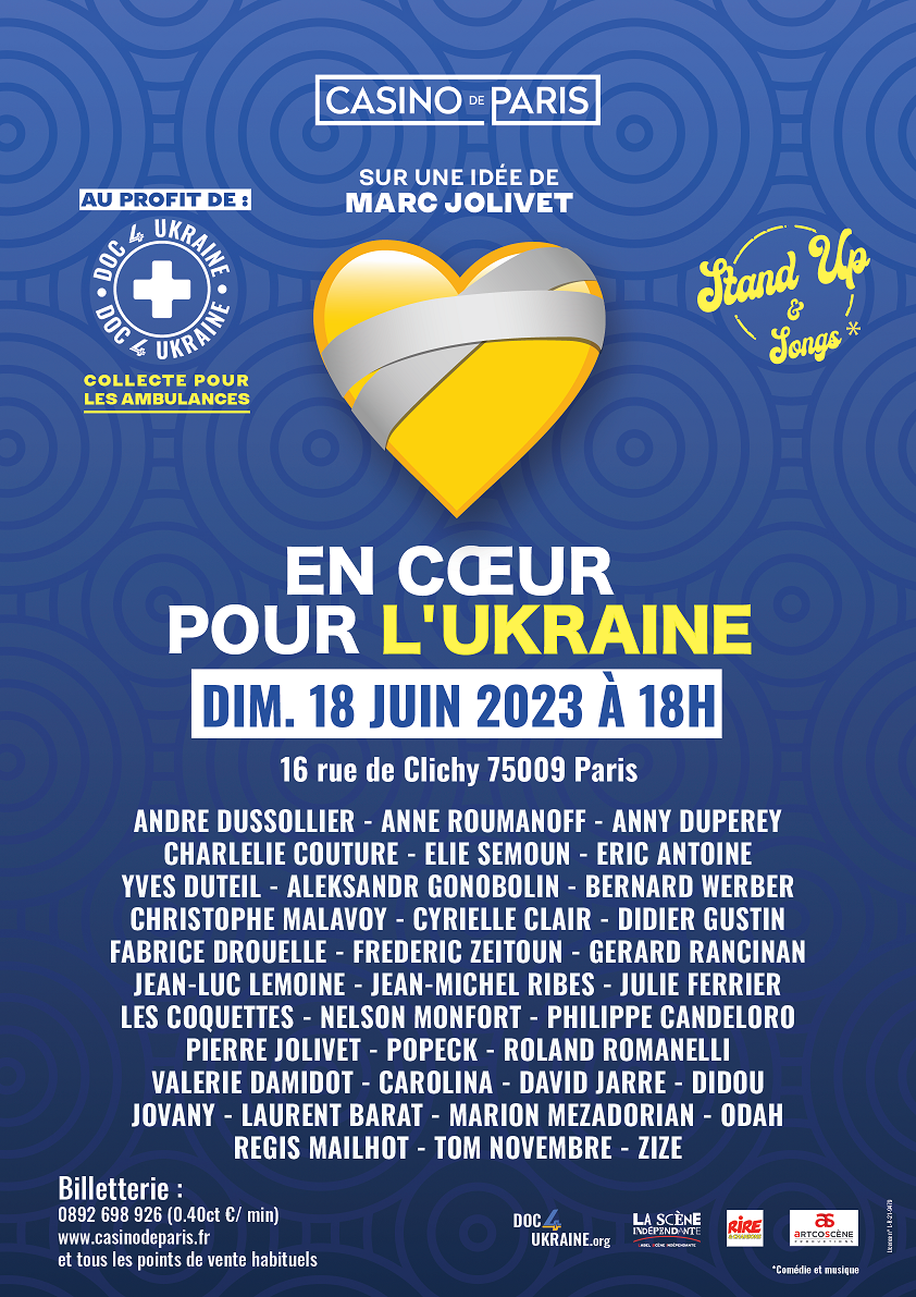 Dimanche 18 juin, « En cœur pour l’Ukraine » avec vos artistes préférés!